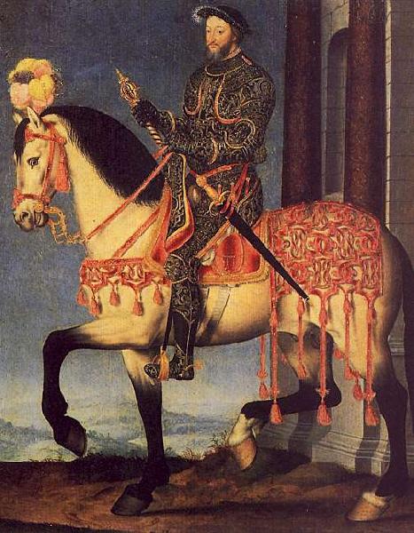 Francois Clouet Portrait of Francois I on Horseback oil painting image